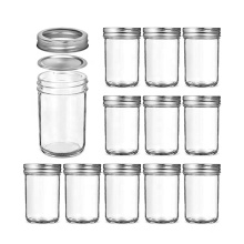 8 ounce round Wide Mouth airtight glass mason jar with split tops lid for canning honey food storage